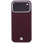 Husa BMW Sign Deboss Quilted Metal Logo cu MagSafe compatibila cu iPhone 18 Pro Max / 17 Pro Max, Burgundy 2 - lerato.ro