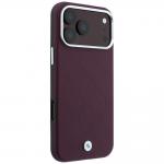 Husa BMW Sign Deboss Quilted Metal Logo cu MagSafe compatibila cu iPhone 18 Pro Max / 17 Pro Max, Burgundy 5 - lerato.ro