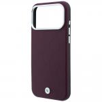 Husa BMW Sign Deboss Quilted Metal Logo cu MagSafe compatibila cu iPhone 18 Pro Max / 17 Pro Max, Burgundy 7 - lerato.ro