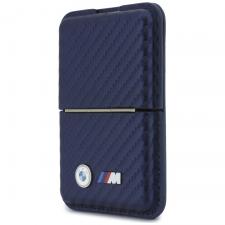 Portofel BMW M Carbon Metal Logos, Compatibil MagSafe, Navy Blue
