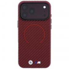 Husa BMW M Carbon Printed Ring cu MagSafe compatibila cu iPhone 18 Pro / 17 Pro, Burgundy