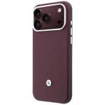 Set 2-in-1 BMW, Husa BMW Quilted Pattern Metal Logo cu MagSafe + portofel magnetic, compatibil cu iPhone 18 Pro / 17 Pro, Burgundy 3 - lerato.ro