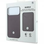 Set 2-in-1 BMW, Husa BMW Quilted Pattern Metal Logo cu MagSafe + portofel magnetic, compatibil cu iPhone 18 Pro Max / 17 Pro Max, Burgundy 13 - lerato.ro