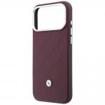 Set 2-in-1 BMW, Husa BMW Quilted Pattern Metal Logo cu MagSafe + portofel magnetic, compatibil cu iPhone 18 Pro Max / 17 Pro Max, Burgundy 7 - lerato.ro