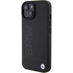 Carcasa BMW Leather Hot Stamp MagSafe compatibila cu iPhone 15 Plus Black 3 - lerato.ro