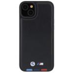 Carcasa BMW Leather Stamp Tricolor compatibila cu iPhone 15 Plus Black 2 - lerato.ro