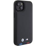 Carcasa BMW Leather Stamp Tricolor compatibila cu iPhone 15 Plus Black 6 - lerato.ro