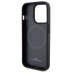 Carcasa BMW Leather Hot Stamp MagSafe compatibila cu iPhone 15 Pro Max Black 3 - lerato.ro
