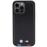 Carcasa BMW Leather Stamp Tricolor compatibila cu iPhone 15 Pro Max Black 2 - lerato.ro