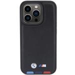 Carcasa BMW Leather Stamp Tricolor compatibila cu iPhone 15 Pro Black 2 - lerato.ro