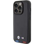Carcasa BMW Leather Stamp Tricolor compatibila cu iPhone 15 Pro Black 7 - lerato.ro