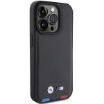 Carcasa BMW Leather Stamp Tricolor compatibila cu iPhone 15 Pro Black 3 - lerato.ro