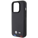 Carcasa BMW Leather Stamp Tricolor compatibila cu iPhone 15 Pro Black 4 - lerato.ro