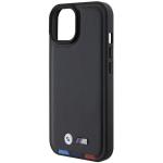 Carcasa BMW Leather Stamp Tricolor compatibila cu iPhone 15 Black 7 - lerato.ro