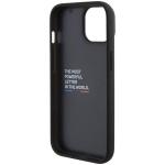 Carcasa BMW Leather Stamp Tricolor compatibila cu iPhone 15 Black 3 - lerato.ro