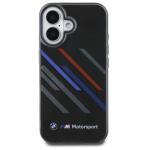 Carcasa BMW Motosport IML Random Stripes compatibila cu iPhone 16 Plus Black 2 - lerato.ro