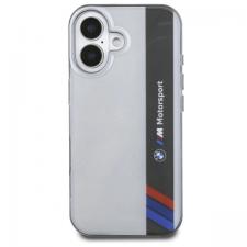 Carcasa BMW Motosport IML Vertical Stripe compatibila cu iPhone 16 Plus Gray