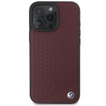 Carcasa BMW Signature Leather Diamond Metal Logo MagSafe compatibila cu iPhone 16 Pro Max Red 2 - lerato.ro