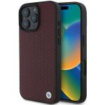 Carcasa BMW Signature Leather Diamond Metal Logo MagSafe compatibila cu iPhone 16 Pro Max Red 6 - lerato.ro