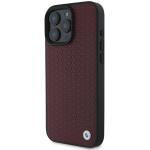 Carcasa BMW Signature Leather Diamond Metal Logo MagSafe compatibila cu iPhone 16 Pro Max Red 5 - lerato.ro
