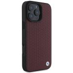 Carcasa BMW Signature Leather Diamond Metal Logo MagSafe compatibila cu iPhone 16 Pro Max Red 3 - lerato.ro