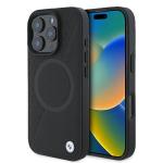 Carcasa BMW Signature Leather Half Textured Circle MagSafe compatibila cu iPhone 16 Pro Black 4 - lerato.ro