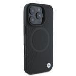 Carcasa BMW Signature Leather Half Textured Circle MagSafe compatibila cu iPhone 16 Pro Black 6 - lerato.ro
