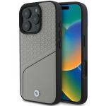 Carcasa BMW Signature Leather Textured Line MagSafe compatibila cu iPhone 16 Pro Gray 3 - lerato.ro