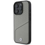 Carcasa BMW Signature Leather Textured Line MagSafe compatibila cu iPhone 16 Pro Gray 6 - lerato.ro