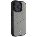 Carcasa BMW Signature Leather Textured Line MagSafe compatibila cu iPhone 16 Pro Gray 4 - lerato.ro