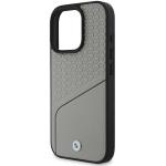 Carcasa BMW Signature Leather Textured Line MagSafe compatibila cu iPhone 16 Pro Gray 7 - lerato.ro
