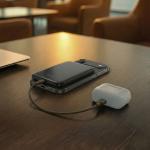 Baterie externa portabila BMX SolidSafe Air Titanium, 5000 mAh, 20W, Incarcare Wireless 15W, USB-C, Negru 9 - lerato.ro