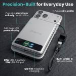 Baterie externa portabila BMX SolidSafe 5K Solid-State, 5000 mAh, 20W, Incarcare Wireless 15W, Display LCD, USB-C, Silver 10 - lerato.ro
