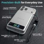 Baterie externa portabila BMX SolidSafe 10K Solid-State, 10000 mAh, 30W, Incarcare Wireless 15W, Display LCD, USB-C, Silver 7 - lerato.ro