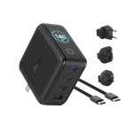 Incarcator retea BMX GaNsta, 140W, 5A, 3x USB-C, 1x USB-A, Fast Charging, Display LCD, Adaptoare priza incluse, Negru 14 - lerato.ro