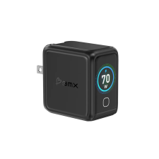 Incarcatoare retea, Incarcator retea BMX GaNsta, 70W, 3A, 2x USB-C, 1x USB-A, Fast Charging, Display LCD, Adaptoare priza incluse, Negru, lerato.ro
