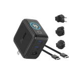 Incarcator retea BMX GaNsta, 70W, 3A, 2x USB-C, 1x USB-A, Fast Charging, Display LCD, Adaptoare priza incluse, Negru 14 - lerato.ro