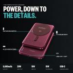 Baterie externa BMX SolidSafe Air Titanium, 5000mAh, Compatibila MagSafe, Incarcare Wireless 15W, USB-C, Burgundy 15 - lerato.ro