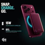 Baterie externa BMX SolidSafe Air Titanium, 5000mAh, Compatibila MagSafe, Incarcare Wireless 15W, USB-C, Burgundy 10 - lerato.ro