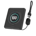 Baterie externa BMX SolidSafe Duo, 5000mAh, Compatibila MagSafe, Incarcare Wireless 15W, Suport rotativ 360 grade, USB-C, Negru 2 - lerato.ro