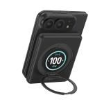 Baterie externa BMX SolidSafe Duo, 5000mAh, Compatibila MagSafe, Incarcare Wireless 15W, Suport rotativ 360 grade, USB-C, Negru 3 - lerato.ro