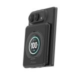 Baterie externa BMX SolidSafe Duo, 5000mAh, Compatibila MagSafe, Incarcare Wireless 15W, Suport rotativ 360 grade, USB-C, Negru 5 - lerato.ro