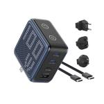 Incarcator retea BMX GaNsta Pixel Display Charger, 1x USB-A, 3x USB-C, 100W, Albastru 2 - lerato.ro