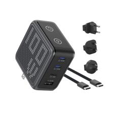Incarcator retea BMX GaNsta Pixel Display Charger, 1x USB-A, 3x USB-C, 100W, Gri