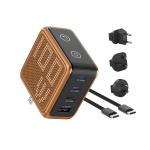 Incarcator retea BMX GaNsta Pixel Display Charger, 1x USB-A, 3x USB-C, 100W, Portocaliu 2 - lerato.ro