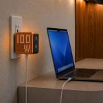 Incarcator retea BMX GaNsta Pixel Display Charger, 1x USB-A, 3x USB-C, 100W, Portocaliu 4 - lerato.ro