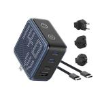Incarcator retea BMX GaNsta Pixel Display Charger, 1x USB-A, 3x USB-C, 140W, Albastru 2 - lerato.ro