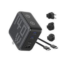 Incarcator retea BMX GaNsta Pixel Display Charger, 1x USB-A, 3x USB-C, 140W, Gri