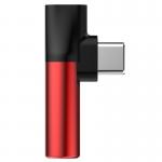 Adaptor Baseus L41, tata USB-C la mama USB-C si jack 3.5 mm, 1A, Rosu
