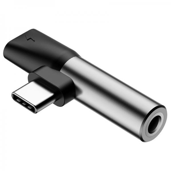 Adaptor Baseus L41, tata USB-C la mama USB-C si jack 3.5 mm, 1A, Silver 1 - lerato.ro